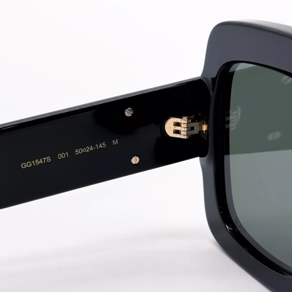 NEW GUCCI GG1547S 001 SQUARE BLACK GREY WOMEN SUNGLASSES GUCCI - Picture 10 of 13